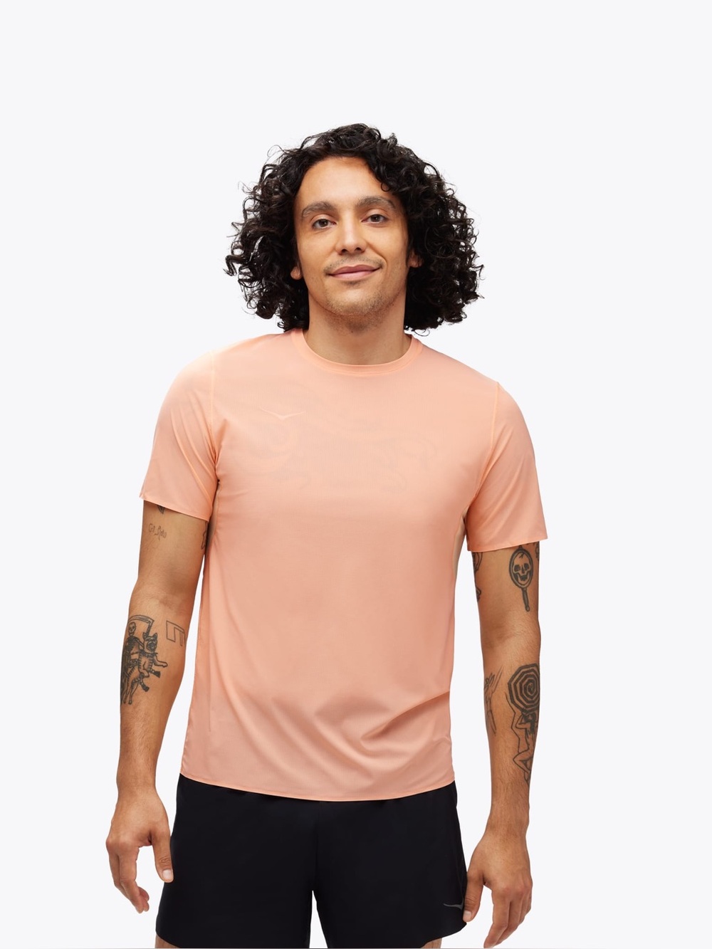 Hoka Men's Airolite Running Shirt- Salmon / Pale Pink
